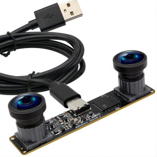 120FPS Global Shutter USB Camera Module 4MP Synchronization Dual Lens USB Webcam 3D VR Stereo for Robot Vehicle Face Recognition