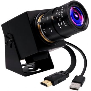 4K HDMI USB Camera H.265 3840*2160 Webcam with 2x Digital Zoom 2.8-12mm Varifocal Lens for Real-time Live Streaming