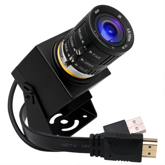 4K HDMI USB Camera H.265 3840*2160 Webcam with 2x Digital Zoom 3.6-10mm Varifocal Lens for Live Streaming Plug and Play