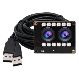 ELP Dual WDR No Distortion Lens 1080P 30fps USB Camera Module Aptina AR0230 with IR LED for Night Vision Face Recognition